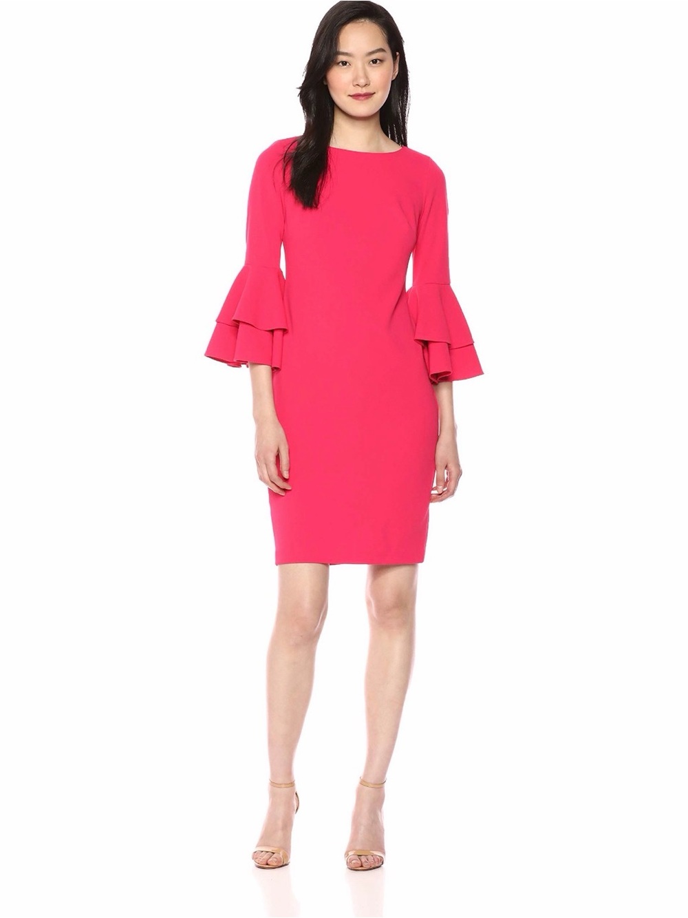 Calvin Klein Pink Tiered Bell Sleeve Dress